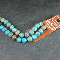 Round 8mm Blue Imperial Jasper Beads