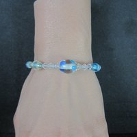 Sterling Crystal Blue Art Glass Toggle Bracelet 7.25"