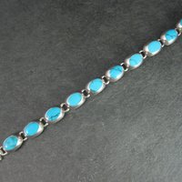 Mexican Sterling Faux Turquoise Bracelet 7.5 Inches