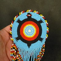 Beaded Turtle Hair Clip Barrette Regalia 7" Vintage Native Pow Wow