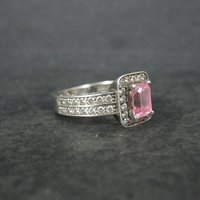 Vintage Sterling Pink Cz Cocktail Ring Size 8