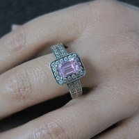 Vintage Sterling Pink Cz Cocktail Ring Size 8