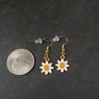 Vermeil Sterling Enamel Daisy Earrings