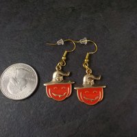 Halloween Pumpkin Witch Earrings Vermeil Sterling Enamel