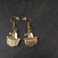 Halloween Pumpkin Witch Earrings Vermeil Sterling Enamel