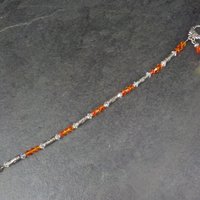 Sterling Orange Crystal Toggle Bracelet 7.25 Inches