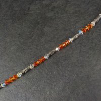 Sterling Orange Crystal Toggle Bracelet 7.25 Inches