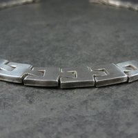Heavy Vintage Mexican Sterling Link Necklace Choker 16 "