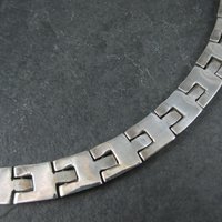 Heavy Vintage Mexican Sterling Link Necklace Choker 16 "