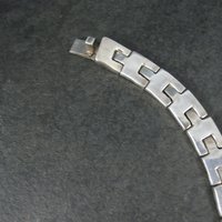 Heavy Vintage Mexican Sterling Link Necklace Choker 16 "