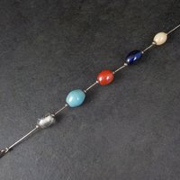 Vintage Sterling Liquid Silver Ceramic Bead Bracelet