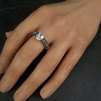 Vintage Sterling Filigree Cz Solitaire Ring Size 8
