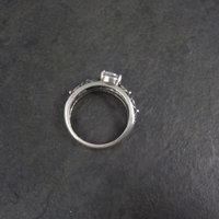 Vintage Sterling Filigree Cz Solitaire Ring Size 8