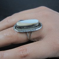 Southwestern Sterling Mother of Pearl Ring Size 6.75