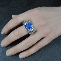 Vintage Sterling Faux Lapis Ring Size 14