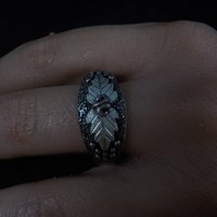Mens Black Hills Silver Leaf Ring 90s New Old Stock Multiple Sizes Available