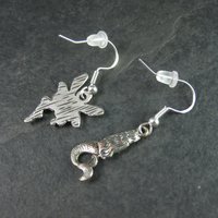 Asymmetrical Mermaid Fairy Earrings Sterling Silver Earwires