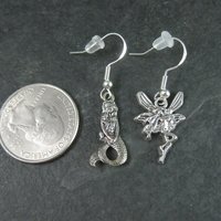 Asymmetrical Mermaid Fairy Earrings Sterling Silver Earwires