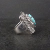 Vintage Sterling Turquoise White Topaz Ring Size 6