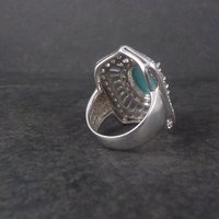 Vintage Sterling Turquoise White Topaz Ring Size 6