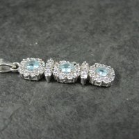 Vintage Sterling Topaz Cubic Zirconia Halo Pendant