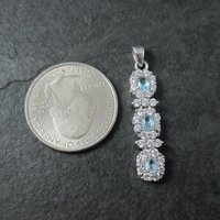 Vintage Sterling Topaz Cubic Zirconia Halo Pendant