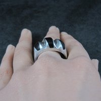 Vintage Mexican Sterling Onyx Inlay Ring Sizes 12.5 and 13.25
