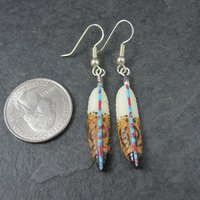 Painted Bone Feather Earrings