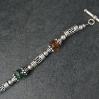 Sterling Crystal Toggle Bracelet 7.5 Inches