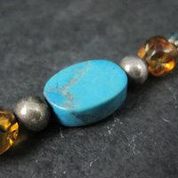 Vintage Sterling Turquoise Crystal Toggle Bracelet 7.5 Inches