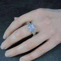 Vintage Sterling Pink Cz Cocktail Ring Size 8