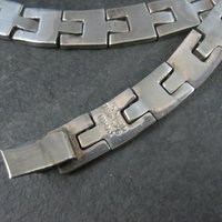 Heavy Vintage Mexican Sterling Link Necklace Choker 16 "