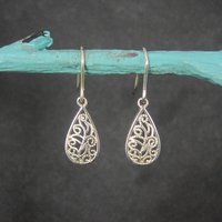 Small Vintage Sterling Filigree Earrings