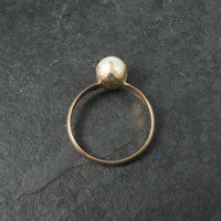 Vintage Gold Filled Pearl Solitaire Ring Old New Stock