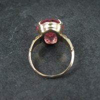 Antique Gold Filled Pink Glass Ring Size 7