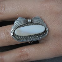 Southwestern Sterling Mother of Pearl Ring Size 6.75