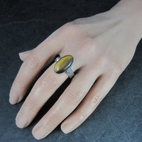 Vintage Sterling Tigers Eye Ring Size 9