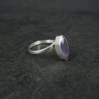 Simple Sterling Marquise Cut Amethyst Ring Size 6.5