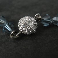 Blue Austrian Crystal Bead Necklace 17 Inches
