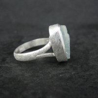 Estate Sterling Raw Aquamarine Ring Size 7