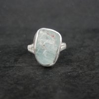 Estate Sterling Raw Aquamarine Ring Size 7