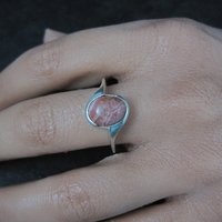 Dainty Estate Sterling Rhodochrosite Ring Size 9