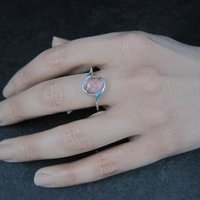 Dainty Estate Sterling Rhodochrosite Ring Size 9