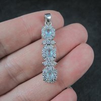 Vintage Sterling Topaz Cubic Zirconia Halo Pendant