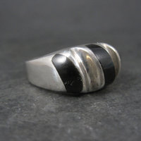 Vintage Mexican Sterling Onyx Inlay Ring Sizes 12.5 and 13.25