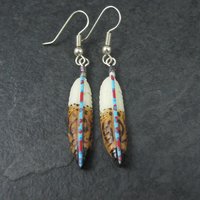 Painted Bone Feather Earrings