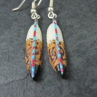 Painted Bone Feather Earrings