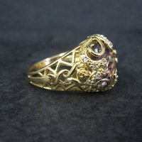 Vintage Vermeil Sterling Amethyst Diamond Ring Size 8