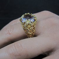 Vintage Vermeil Sterling Amethyst Diamond Ring Size 8