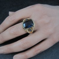 Unique Vermeil Sterling Blue Quartz Ring Size 8